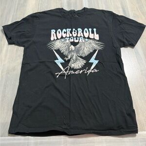 Black Graphic Rock & Roll Tour T-Shirt